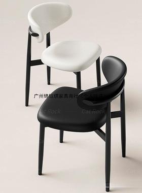 家用现代意式椅极P简U皮质餐专用餐椅子轻奢家用78283木金属设计