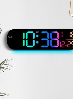 创意RGDB18497变挂钟多功能L5E大屏色时钟数字电子钟表客厅时钟66