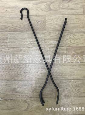 3件套铁艺壁炉工具火LPL钳拨火棍木黑柴色炭铲子