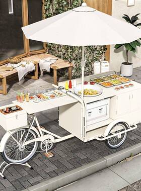 餐车倒骑驴摆摊三轮小吃外移动夜市户商场促71038销烤肠摊位车花