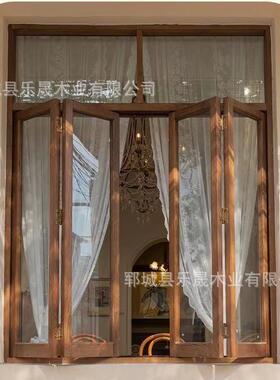 民民俗老平榆木折叠门窗窗户边框推拉窗开窗木原框中式国92432窗
