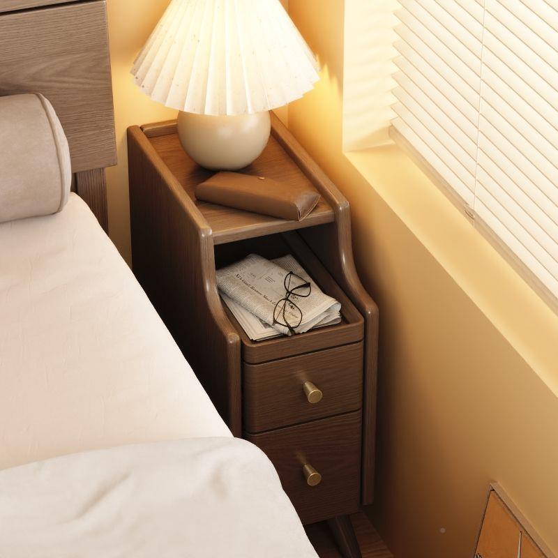 床头柜纯全实木胡桃小型超窄边柜小收户卧室床边型色纳储QHM物柜2
