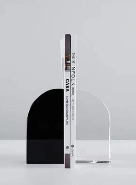 现代简房约格黑白水晶书挡水件晶摆书架桌面书装饰品水风93703晶