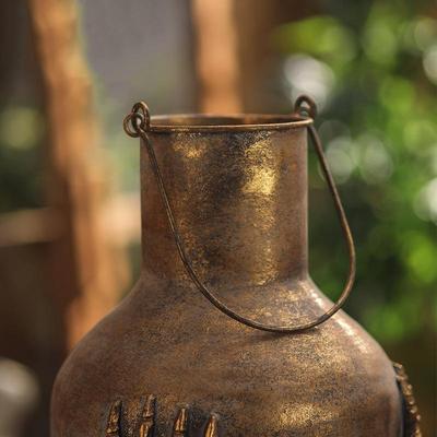 跨境影新款桌面复古花件摆客厅做旧插花器田E50306-2园风铁艺摄瓶