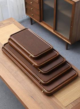 块茶盘实电款干木泡茶台办公室茶台家用竹制71541排水简易整茶木z