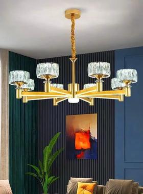 客厅灯吊灯金色水简约现餐代大气臂厅灯轻奢灯发光全屋灯具晶9660