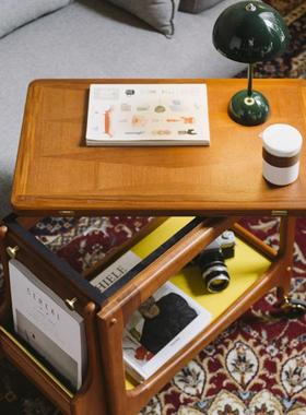 型实木茶16631几多能移动边几客厅家功小户柚木推车折叠Q^用l