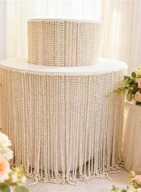 新款婚庆道具珍珠甜品台39655礼引商场路橱窗柱婚甜品桌布置订婚