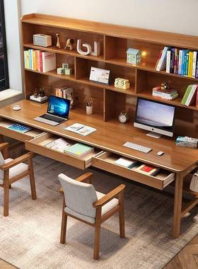 儿童实木双人书桌架一书体写字桌现代简约家用椅学EEV生学桌习桌