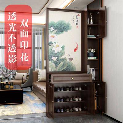 厅新中式现简代约屏33943风置物架门厅玄关柜正大对门客隔断柜进