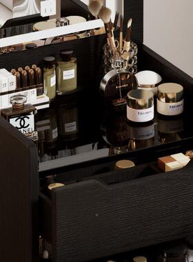 卧室梳妆台床边翻盖功带桌灯高LSO端黑色化妆多能出租房小纳户型