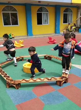 木训儿童感统练平衡木触觉板48221园幼儿跨栏独木桥大型碳化体能