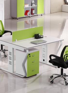 蝴蝶架代简现约职办员公桌桌4人8卡65946位带书副柜电脑桌椅组合