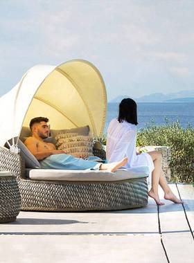 露户外沙发几组GYC合花园家具庭院别墅茶天防水晒休闲懒人防藤编