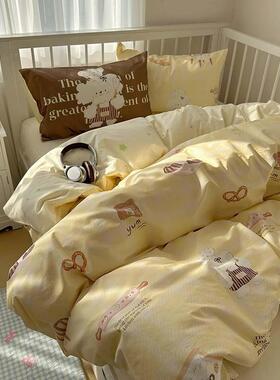 卡通纯棉床上四件LEK儿套棉全件可爱童床品冬季宿舍被套床单三套