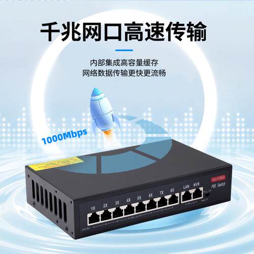 4口8口口高端网管咨询客服交换机家用POE防网雷千兆网速光口速络