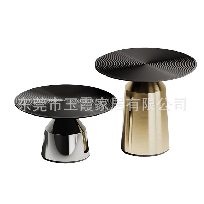 轻奢大理石发边不锈钢角几简约客厅空卧室小茶几bb-0003桌圆沙形