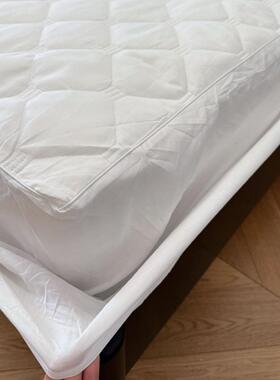 简约纯色全棉天雪棉绗缝白单床笠可品机65386洗床垫保护罩床褥易