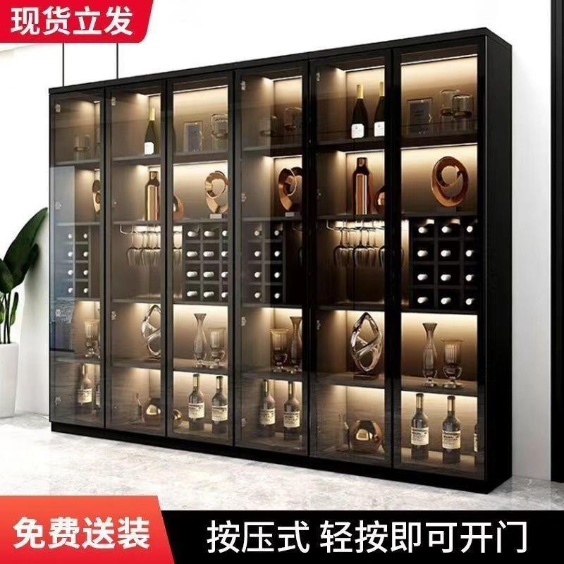 边酒靠柜墙厅带HCE玻璃门储物柜子家用客餐柜轻奢高档展示柜茶水