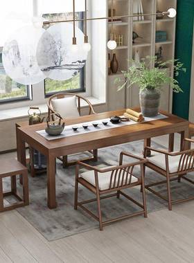 中式WDM马腿全实木泡茶桌蹄客厅待客办公桌家原木洽谈桌用椅新组