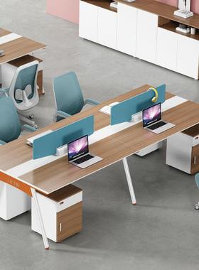 职员简办公桌椅组合约现代IBA双4四6六位创意人电脑员职工位办公