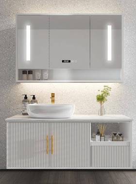 小清新浴室柜组卫生洗漱台洗手洗脸池岩板间KHU台上盆智组能镜合