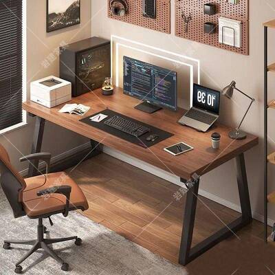 简约办公现代电脑桌台学式双人桌长书桌生家用易75892写字简桌子