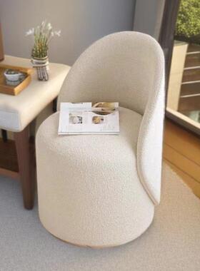 奶油风化妆凳卧室梳31141妆台式子意轻奢圆凳靠背家用网化红妆椅