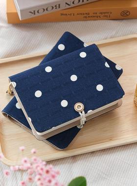 蓝底白色波点A5A6活页线装文艺小清新手帐本子记事手工