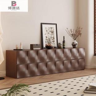 中古风实木涟漪柜斗柜卧室收纳柜客厅电视柜储物床头柜复古卡门柜