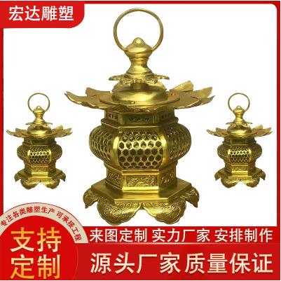 铸铜灯笼雕塑纯铜台灯摆件家居客厅铜制工艺品广场摆件