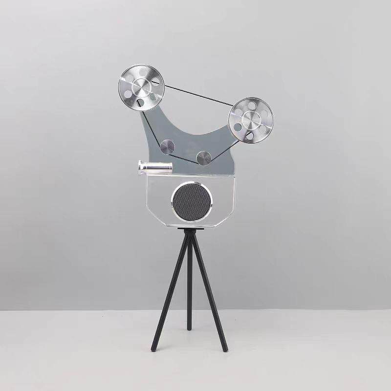 现代创意水晶播放机留声机样板间桌面电影主题软装饰品工艺品