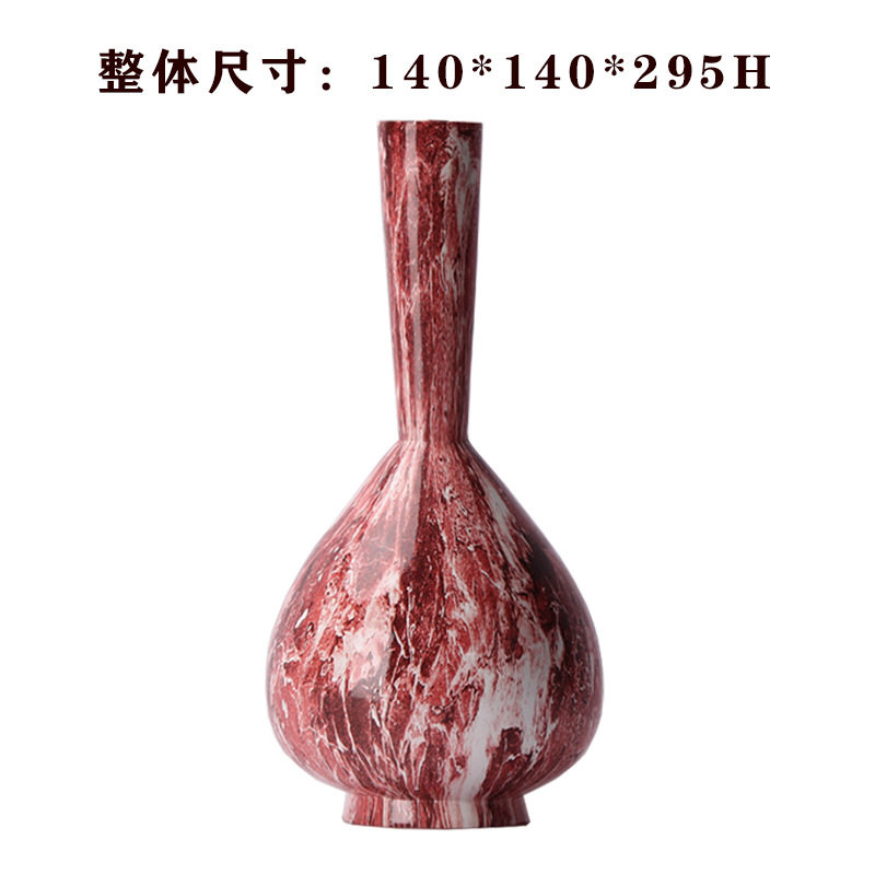 现代新中式红色树脂花瓶插花花器桌面摆件样板房售楼处茶室艺术品