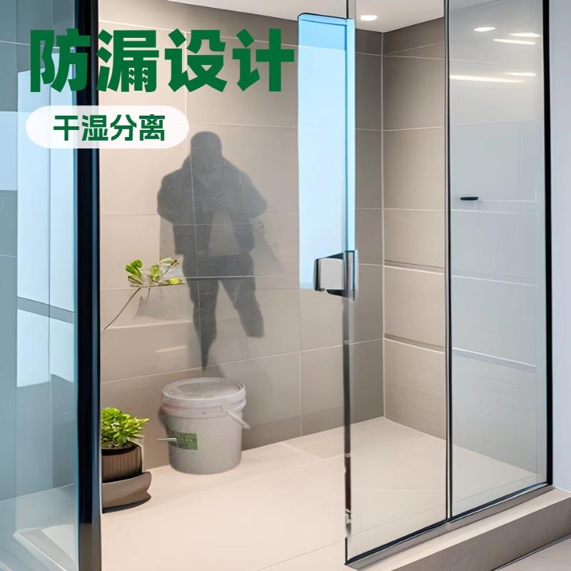 弧扇形淋浴房玻璃推拉门不锈钢浴室干湿分离隔断卫生间沐浴房整体