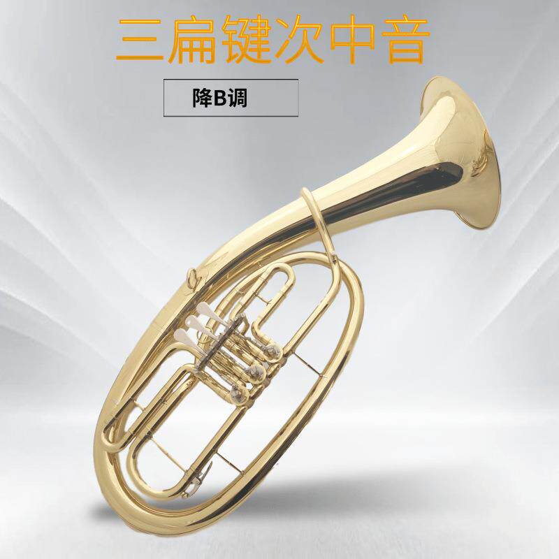 铜管乐器三扁键次中音号降B调中音漆金学生初学成人乐队