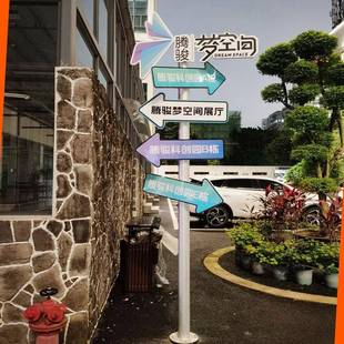 户外风向标多向箭头指示牌亚克力UV打印发光字门头招牌软膜灯箱