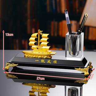 潮流烽火线办公室桌面摆件老板总经理装饰高端水晶笔筒开水晶摆件