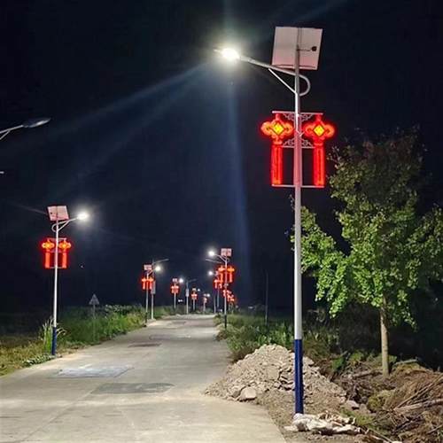 LED中国结太阳能路灯6米城市道路国庆春节日亮化发光旗帜灯笼装饰
