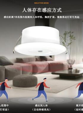 AC220V24G人体存在感应开关卧室客厅可嵌入式可调节红外人体感应