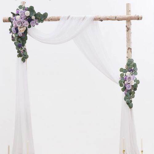 拱门仿真花婚礼装饰三件套帷幔雪纺纱迎宾花水排花