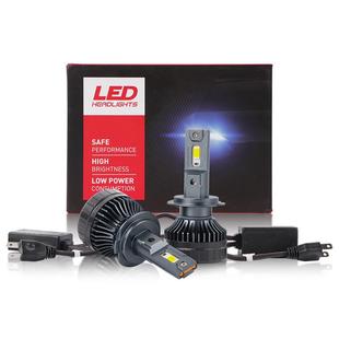 V8双铜管汽车LED大灯H7H4远近一体改装9005聚光前照灯H11高亮度