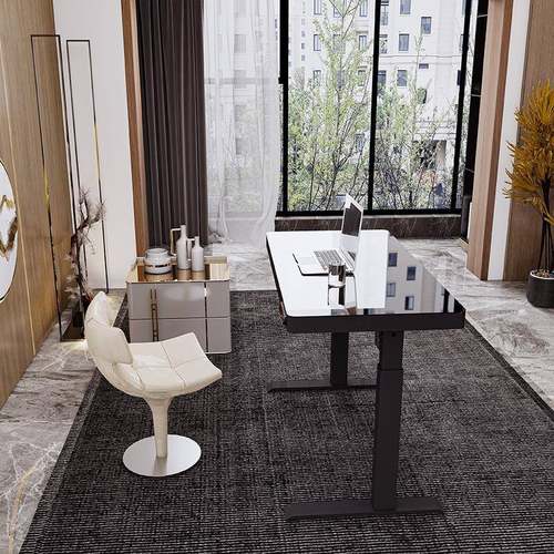 玻璃面板桌面升降桌带抽屉柜USB电源4档记忆电动升降桌