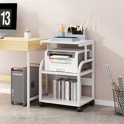 多层置物架简约家用移动铁架落地打印机架子办公桌复印机收纳架