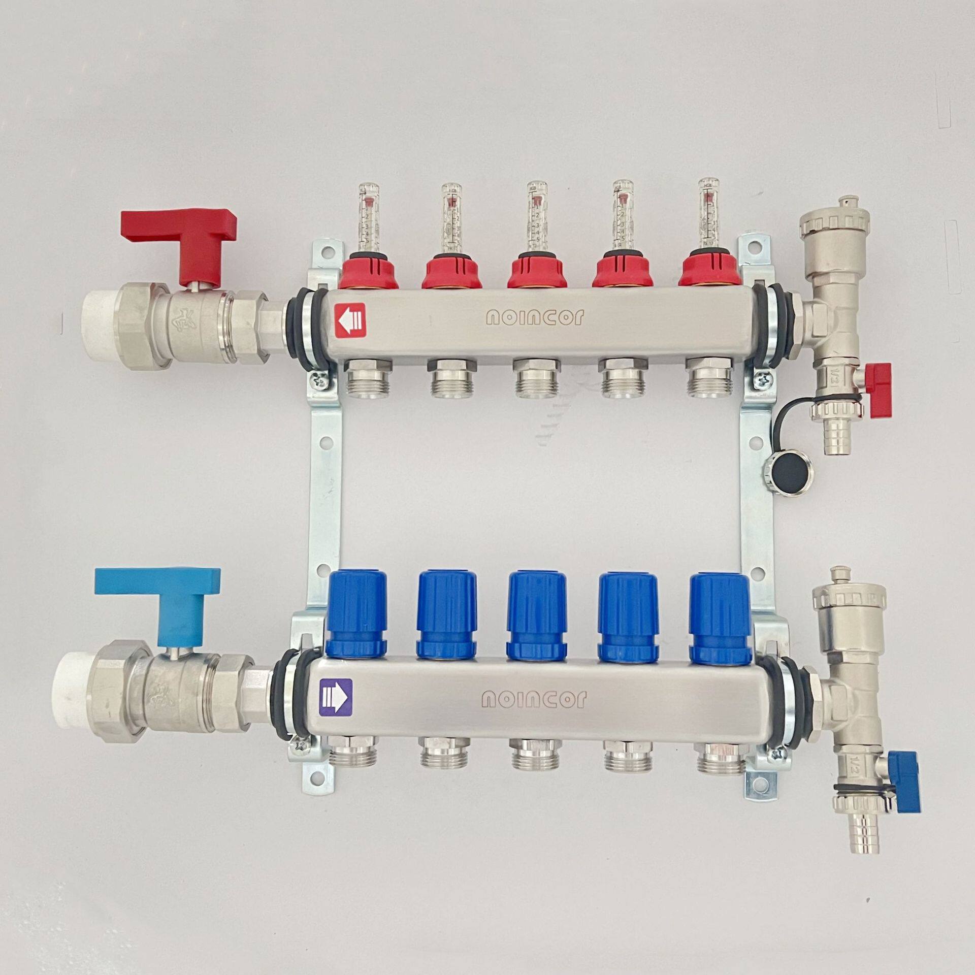 地暖分水器304不锈钢分水器大流量一体带流量计家用集分水器