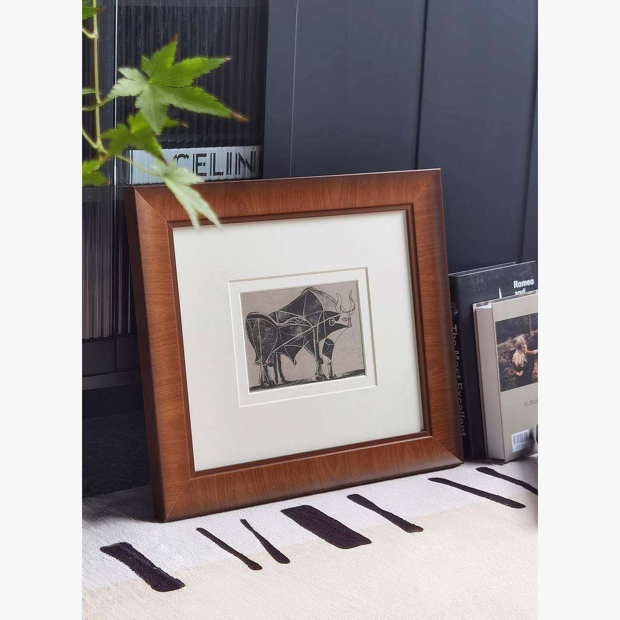 现代法式文艺复古装饰画组合客厅餐桌中古实木挂画卧室床头壁画