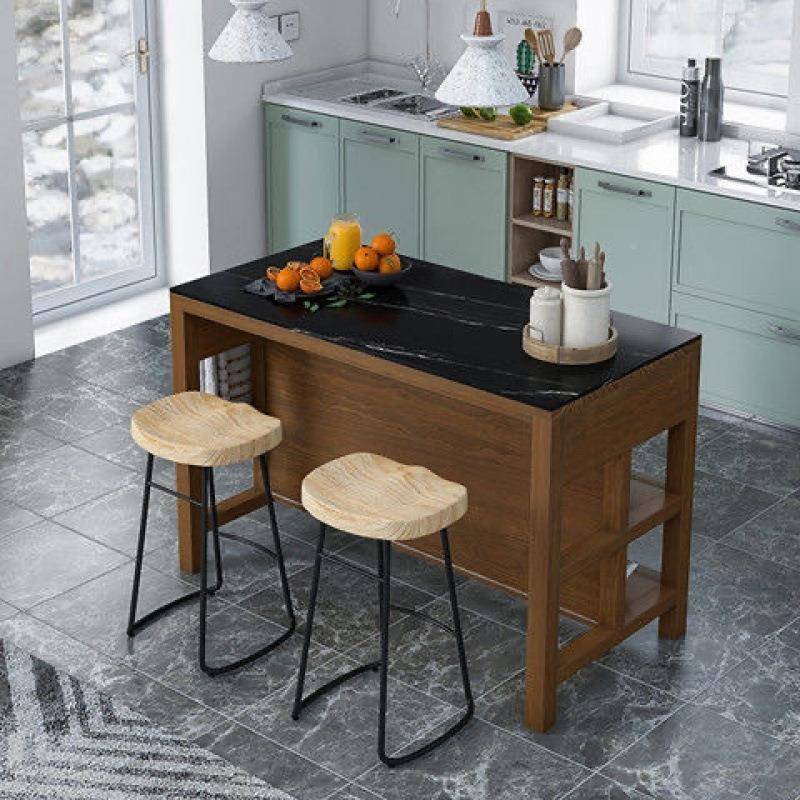 红美式岩板网餐边柜BDP房复古实木中岛台操餐桌一厨体置物收纳柜