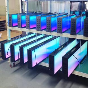 1屏楼宇商场媒长传条显示 376寸2K双面壁挂条屏形屏交车.货架JSY