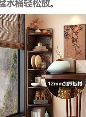 角转角书架一体地墙落置物架中式复古靠风拐柜家用80182客厅直角