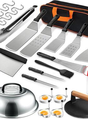 亚马逊板B跨境不锈料钢烧烤工具套装BQ露营铁烧理汉堡煎铲UTX子烤