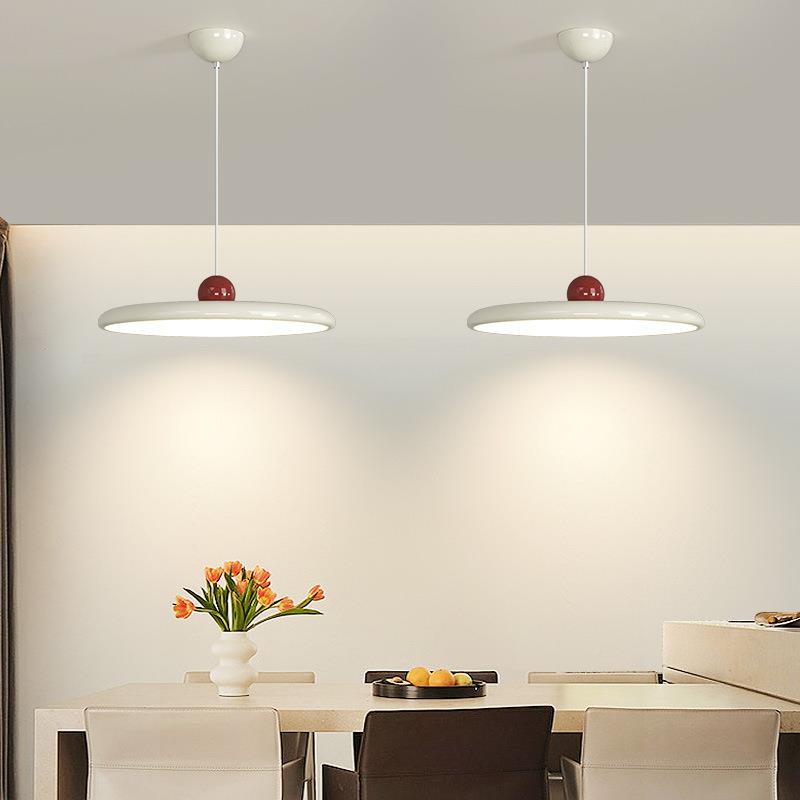 奶油风餐厅吊灯式中古小奶豆吧台饭厅灯62984光谱法眼飞碟书房护